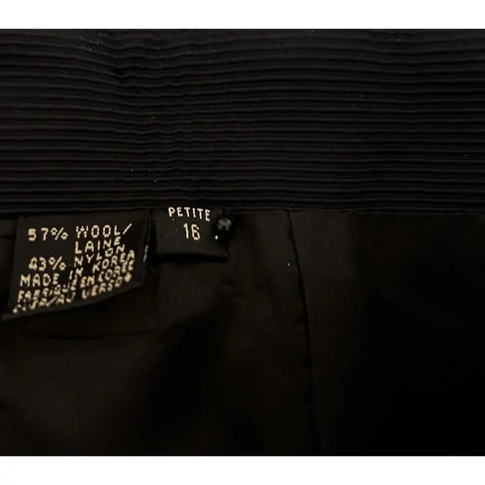 Dana Buchman Petite Women’s Black Straight Leg Wool Nylon Lined Pants Size 16P
